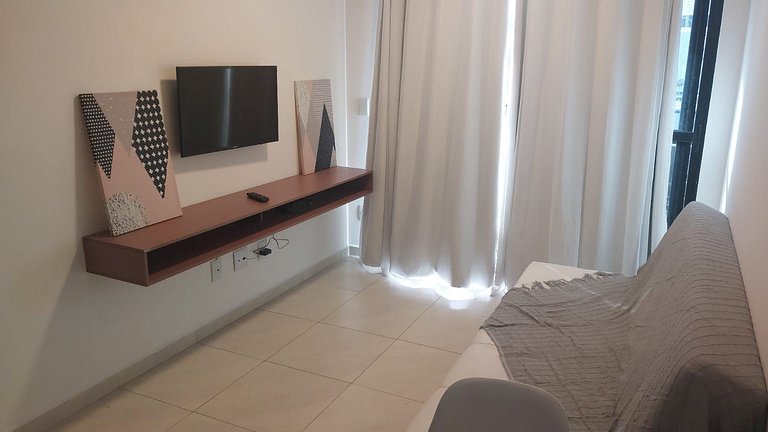 Varanda Charmosa a Poucos Passos da Praia – Apto 1 Quarto no