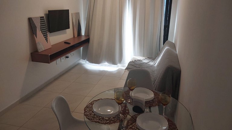 Varanda Charmosa a Poucos Passos da Praia – Apto 1 Quarto no