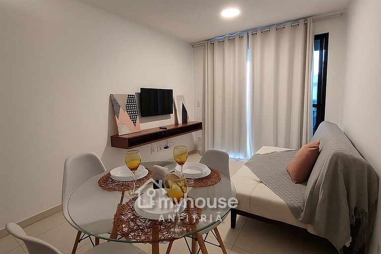 Varanda Charmosa a Poucos Passos da Praia – Apto 1 Quarto no