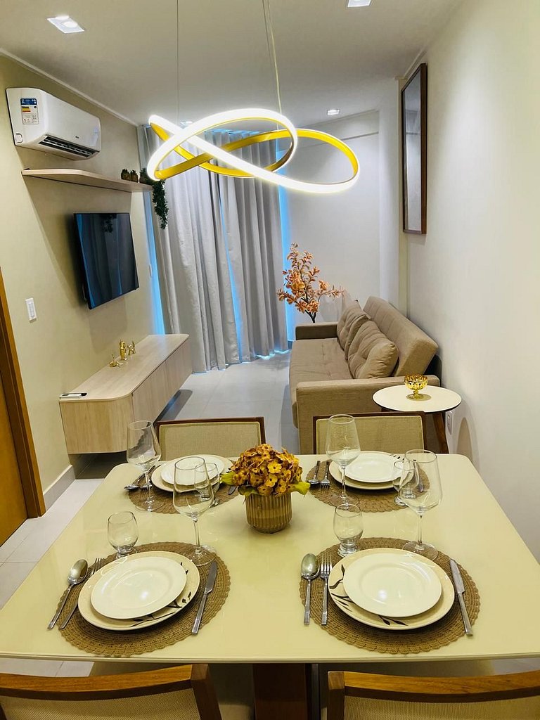 Apto 1 Quarto + Sala para 4 Pessoas – Piscina, Jacuzzi, e Ac