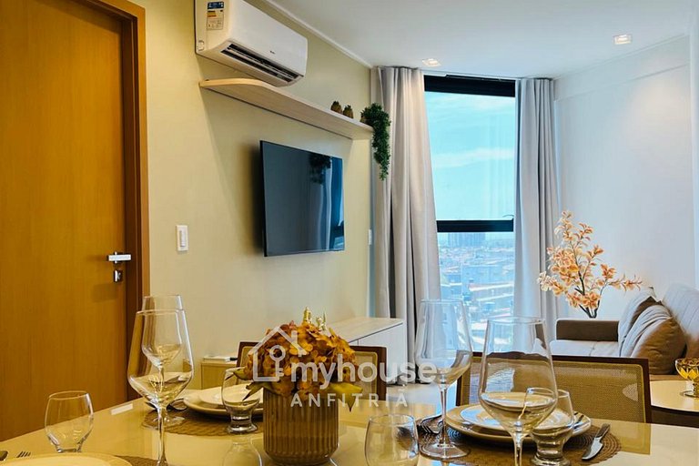 Apto 1 Quarto + Sala para 4 Pessoas – Piscina, Jacuzzi, e Ac